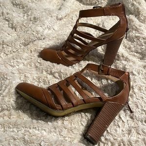 Brown block heel